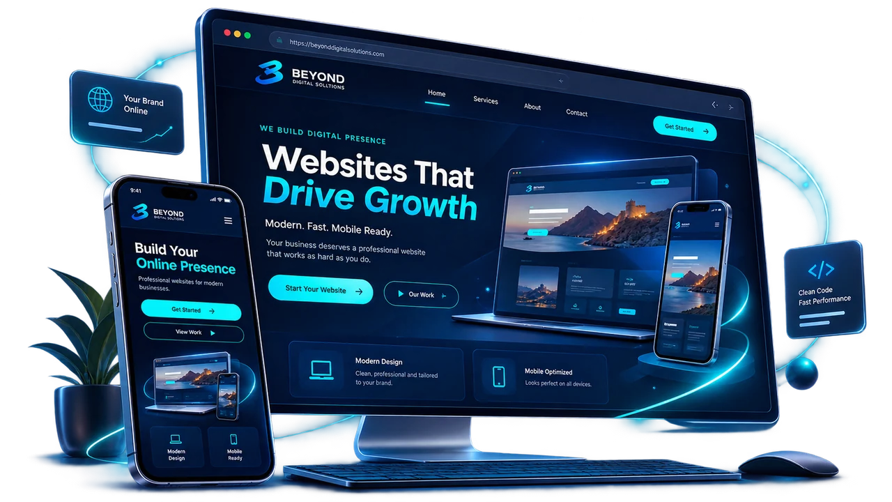 Showcase of a professional business website designed by Beyond Digital Solutions
